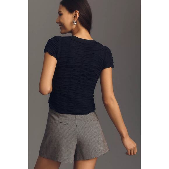 By Anthropologie Black Ruched Baby Tee Size Small NWT - Picture 3 of 8